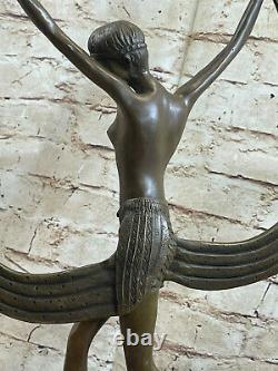 100% Solide Bronze Sculpture Statue Art Déco Ruban Danseuse Fonte Figurine Chair