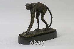 100% Véritable Bronze Singe Animaux Sauvages Et Vie Sculpture Par Milo Art Déco