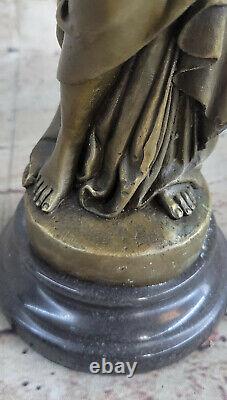 13 Ouest Art Déco Sculpture Bronze Marbre Chair Femme Belle Fleur Statue