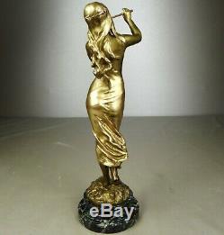 1900/1920 Ed Drouot Statue Sculpture Art Nouveau Deco Bronze Dore Muse Femme Nue