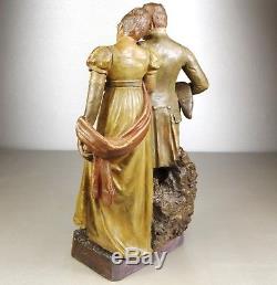 1900 F. Goldscheider Rare Statue Sculpture Art Nouveau Terre Cuite Couple Empire