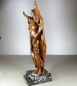 1900 L. Hottot Rare Statue Sculpture Art Nouveau Danseuse Orientaliste Nue Femme