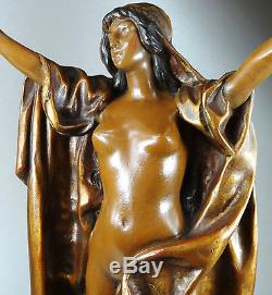1900 L. Hottot Rare Statue Sculpture Art Nouveau Danseuse Orientaliste Nue Femme