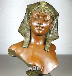 1900 L. Hottot Rare Statue Sculpture Buste Art Nouveau Deco Orientaliste Egypte