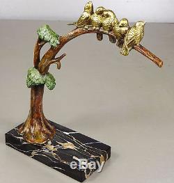 1910/1920 M. Decoux Rare Statue Sculpture Art Deco Bronze Dore Oiseaux Animalier