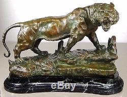 1913 Georges Omerth Rare Gr Statue Sculpture Art Deco Nouveau Bronze Tigre Felin