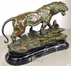 1913 Georges Omerth Rare Gr Statue Sculpture Art Deco Nouveau Bronze Tigre Felin