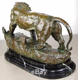 1913 Georges Omerth Rare Gr Statue Sculpture Art Deco Nouveau Bronze Tigre Felin