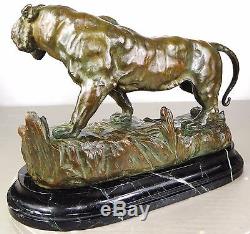 1913 Georges Omerth Rare Gr Statue Sculpture Art Deco Nouveau Bronze Tigre Felin