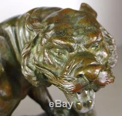 1913 Georges Omerth Rare Gr Statue Sculpture Art Deco Nouveau Bronze Tigre Felin