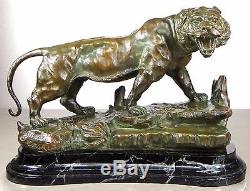 1913 Georges Omerth Rare Gr Statue Sculpture Art Deco Nouveau Bronze Tigre Felin