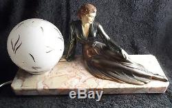 1920/1930/1940 lampe art déco/sculpture femme statue lamp figural woman antique
