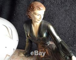 1920/1930/1940 lampe art déco/sculpture femme statue lamp figural woman antique