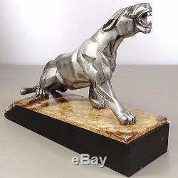1920/1930 A. Notari Statue Sculpture Art Deco Cubiste Panthere Felin Animaliere