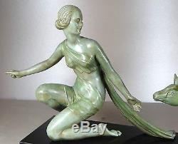 1920/1930 A Ouline Rare Gr Statue Sculpture Art Deco Diane Chasseresse Nue Biche