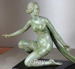 1920/1930 A Ouline Rare Gr Statue Sculpture Art Deco Diane Chasseresse Nue Biche