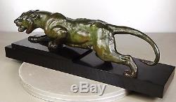 1920/1930 A Pina Rare Grde Statue Sculpture Bronze Art Deco Tigre Felin Panthere