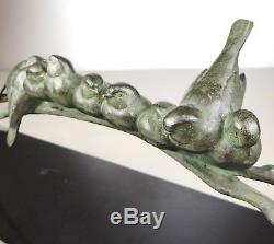 1920/1930 A. V. Becquerel Rare Statue Sculpture Art Deco Bronze Animalier Oiseaux