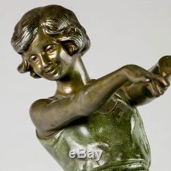 1920 / 1930 Art Deco Sculpture Statue Toga Dancer Signée Carlier