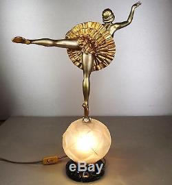 1920/1930 Balleste Rare Grnde Statue Lampe Sculpture Art Deco Danseuse Ballerine