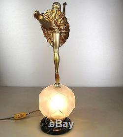 1920/1930 Balleste Rare Grnde Statue Lampe Sculpture Art Deco Danseuse Ballerine
