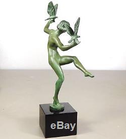 1920/1930 Briand M Bouraine Max Le Verrier Statue Sculpture Art Deco Danseuse Nu