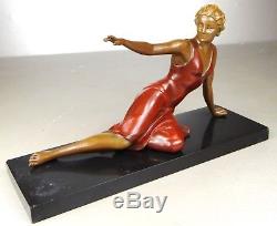 1920/1930 Balleste E Molins Rare Statue Sculpture Art Deco Femme Elegante Pin Up