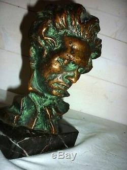 1920/1930 Buste de Beethoven signé Pierre LE FAGUAYS Bronze SCULPTURE ART DECO