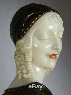 1920/1930 D. H. Chiparus Statue Sculpture Art Deco Chryselephantine Femme Chevres