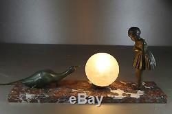 1920/1930 Dh. Chiparus Rare Lampe Veilleuse Eclairage Statue Sculpture Art Deco