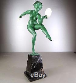 1920/1930 Derenne Bouraine Le Verrier Statue Sculpture Art Deco Chryselephantine