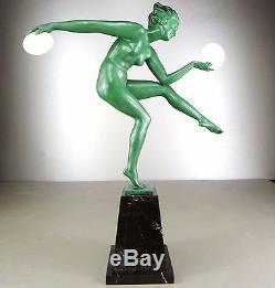 1920/1930 Derenne Bouraine Le Verrier Statue Sculpture Art Deco Chryselephantine
