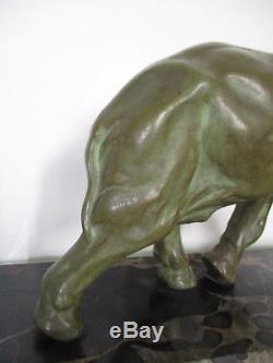 1920/1930 Deslin Rare Statue Sculpture Art Déco Bronze Animalier Éléphant