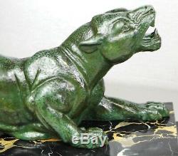 1920/1930 Dh. Chiparus Grande Statue Sculpture Ep Art Deco Chasse Panthere Felin