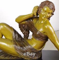 1920/1930 Dh Chiparus Rare Grande Statue Sculpture Art Deco Femme Nue L'echo N°1