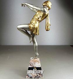 1920/1930 E. Carlier Grde Rare Statue Sculpture Ep. Art Deco Danseuse Ballerine