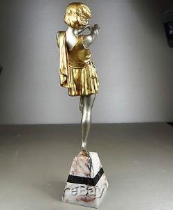 1920/1930 E. Carlier Grde Rare Statue Sculpture Ep. Art Deco Danseuse Ballerine