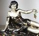 1920/1930 E Carlier Rare Grande Statue Sculpture Art Deco Femme Nue Biche Suprbe