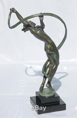 1920-1930 Fayral Max Le Verrier Rare Grande Sculpture Danseuse Fonte D'art