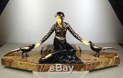 1920/1930 G. Gori Rare Grande Statue Sculpture Art Deco Chryselephantine Femme