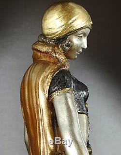 1920/1930 G. Van De Voorde Rare Statue Sculpture Art Deco Femme Elegante Barzoïs
