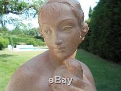 1920/1930 H. Bargas Grande Statue Sculpture Terre Cuite