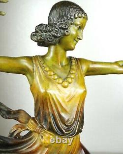 1920/1930 H Molins Grnde Rare Statue Sculpture Art Deco Diane Chasseresse Gitane