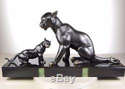 1920/1930 I Rochard Grd Statue Sculpture Art Deco Animalier Panthere Noire Felin