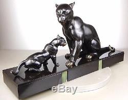 1920/1930 I Rochard Grd Statue Sculpture Art Deco Animalier Panthere Noire Felin