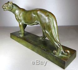 1920/1930 I. Rochard Rare Grande Statue Sculpture Art Deco Panthere Felin Fauve
