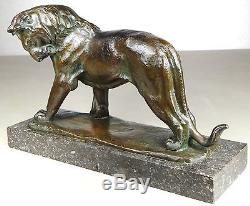 1920/1930 I. Rochard Rare Statue Sculpture Art Deco Animalier Bronze Lion Felin