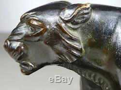 1920/1930 I. Rochard Rare Statue Sculpture Art Deco Bronze Panthere Lionne Felin