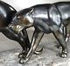 1920/1930 I. Rochard Rare Statue Sculpture Art Deco Deux Pantheres Noires Felins