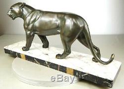 1920/1930 I Rochard Gr Statue Sculpture Animaliere Art Deco Panthere Felin Fauve